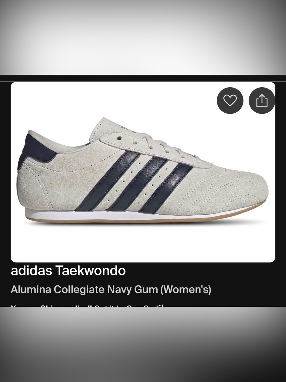 adidas Taekwondo Alumina Sneakers in Light Gray & Navy